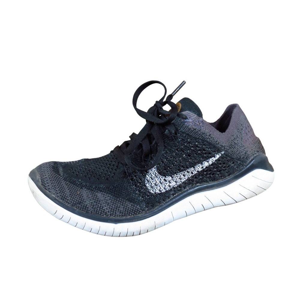 Nike Free RN Flyknit 2018 Womens Running Shoe Size 6.5 Athletic Black White